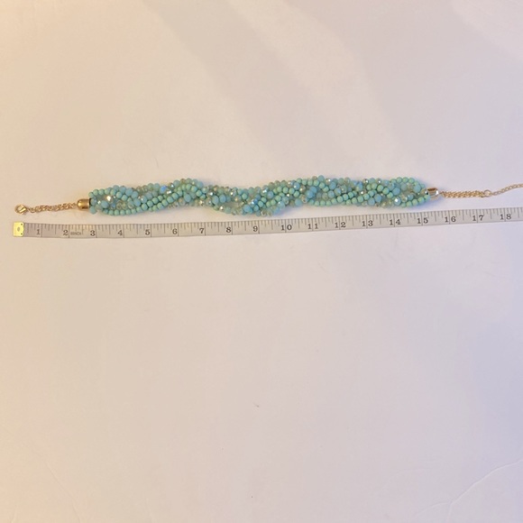 Gold multi Turquoise color ombré blue chunky braided twisted chain necklace - Picture 3 of 8